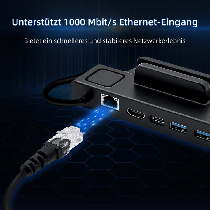 Mcbazel Steam Deck Dock, 6 in 1 Docking Station mit HDMI 2.0 4K@60Hz, Gigabit Ethernet, 3 USB 3.0, P