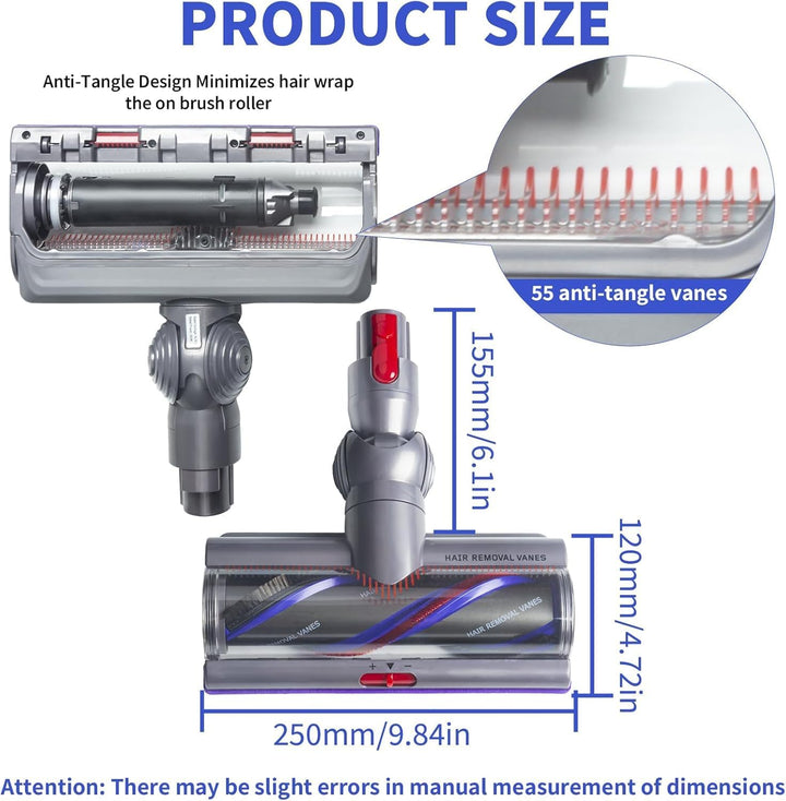 Torque Drive Bürste für Dyson V11 V15 V10 V8 V7 Bürste Anti-Tangle Einstellbare Saugkraft Elektrisch