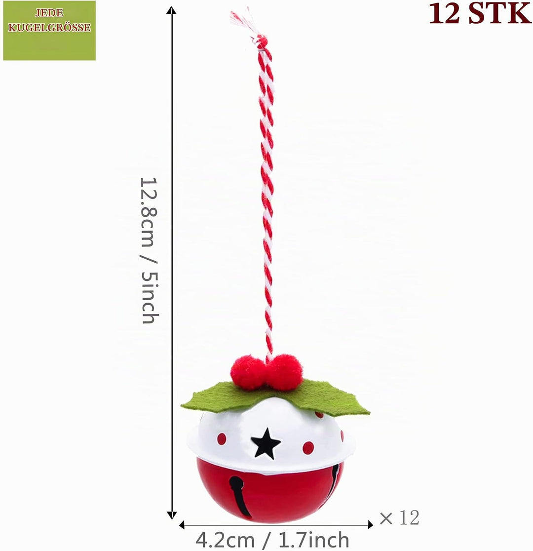 VALERY MADELYN Eisen Glöckchen Weihnachtsanhänger Weihnachtsdeko 12er Set 4.2cm Weihnachtsglocken An
