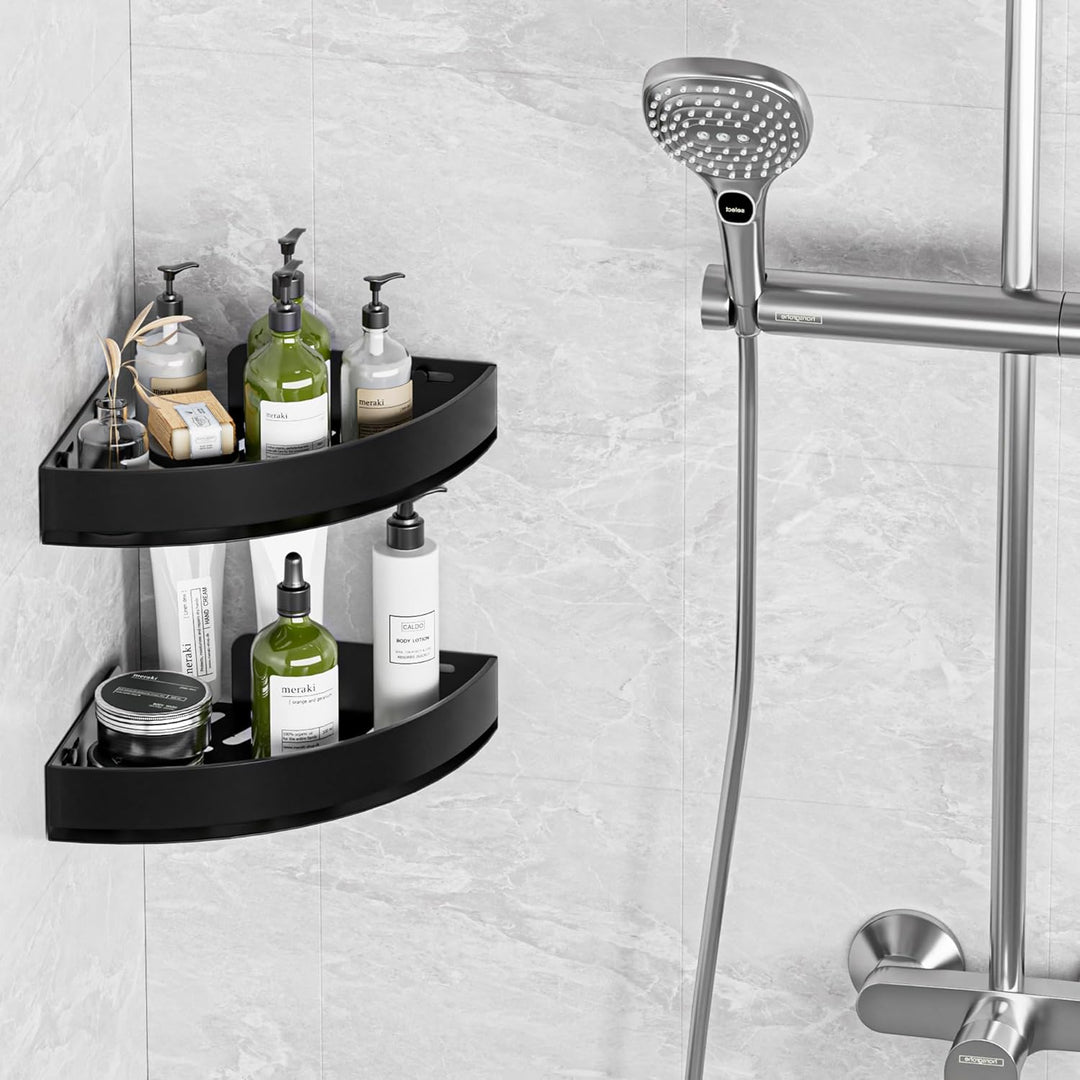 Duschablage Ohne Bohren Ecke, Rostfreier Duschregal aus Aluminium - 2 Selbstklebend Badezimmer Ablag