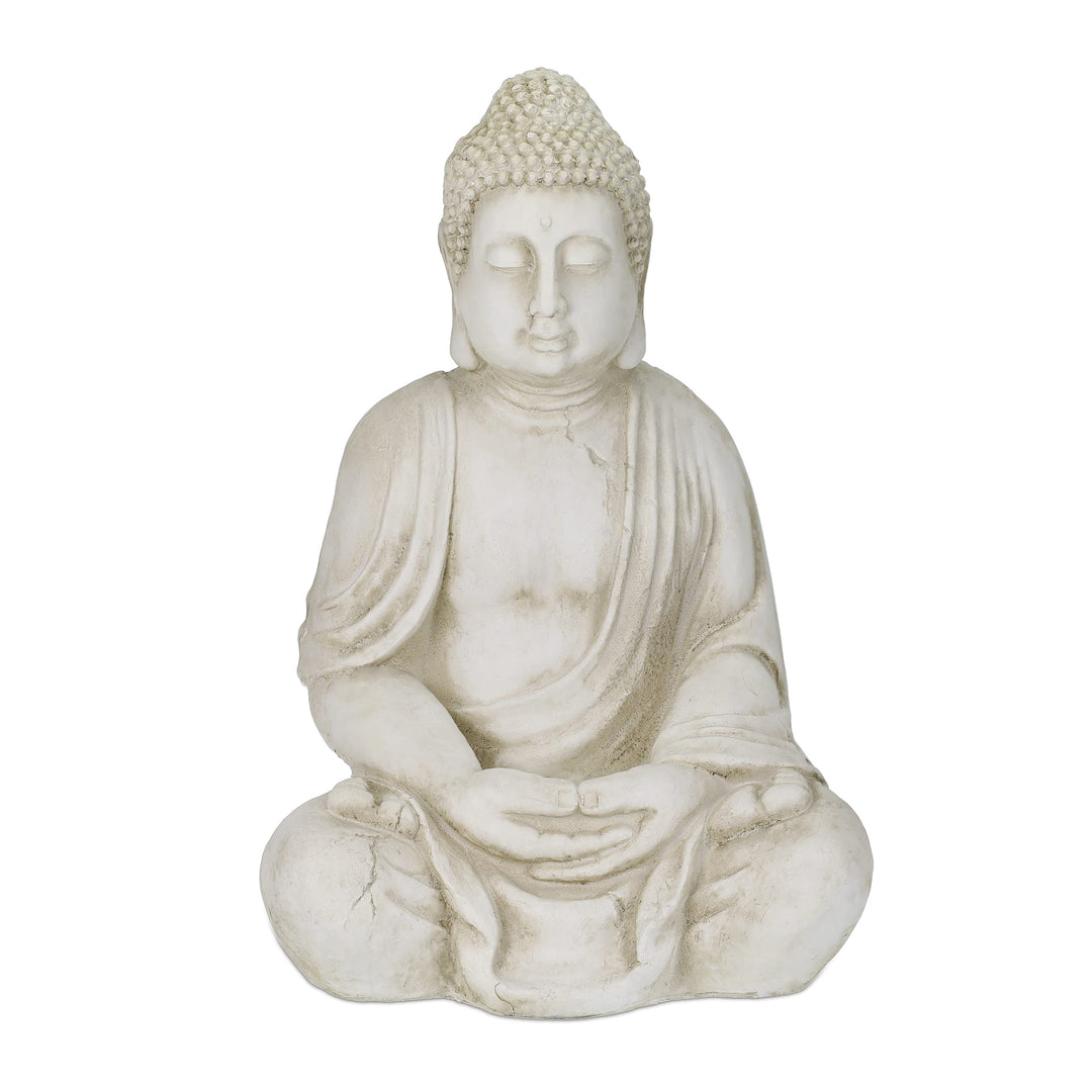 Relaxdays XXL Buddha Figur, grosser Gartenbuddha sitzend, 70 cm hoch, wetterfest & frostsicher, Gart