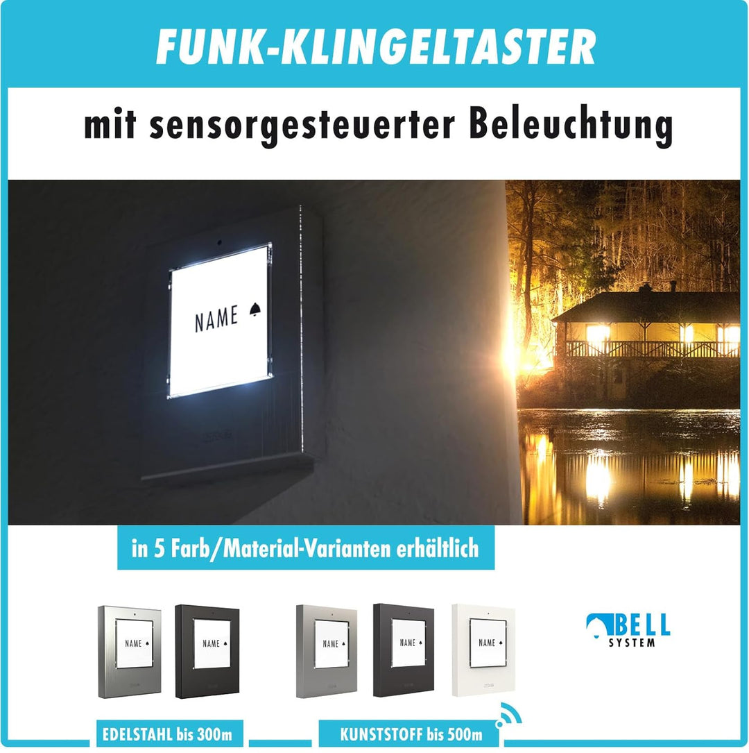 m-e Funkklingel BELL-521 AC Weiss mit Sender und Empfänger für 1-Familienhaus, Erweiterbare kabellos
