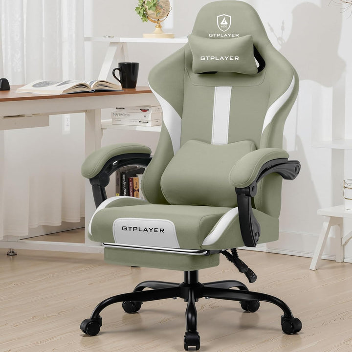 GTPLAYER Gaming Stuhl Bürostuhl Ergonomisch Gaming Sessel mit Kopfstütze und Cloud-Lendenkissen, Gep