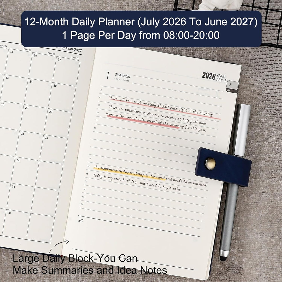 Akademischer Terminkalender 2026–2027, Tagesplaner, A5 Tag pro Seite, Tagesplaner von Juli 2026 – Ju