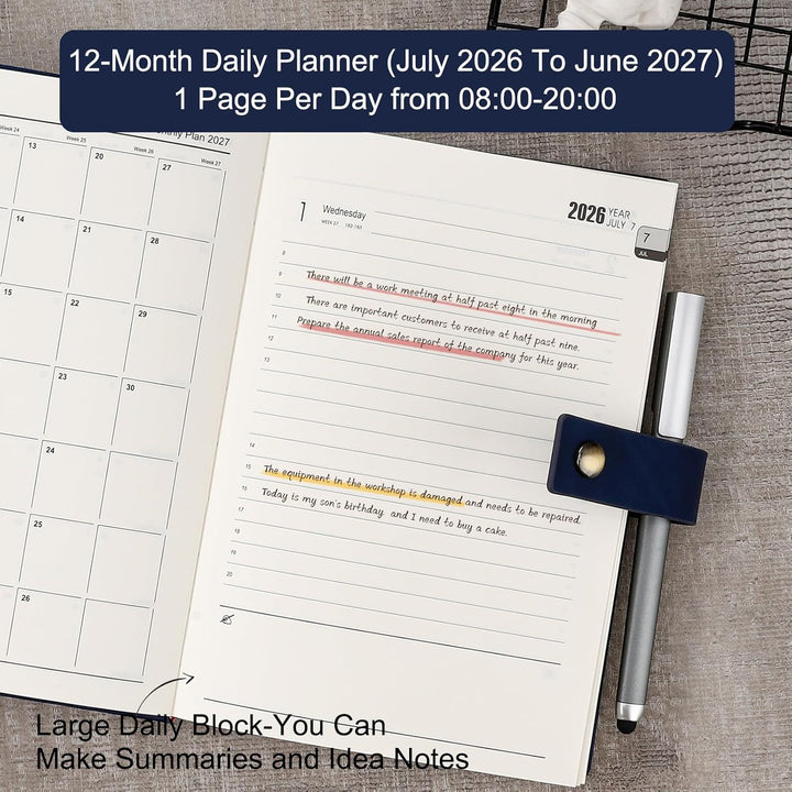 Akademischer Terminkalender 2026–2027, Tagesplaner, A5 Tag pro Seite, Tagesplaner von Juli 2026 – Ju