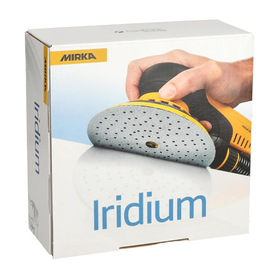 Mirka Iridium Premium-Schleifpapier Ø 150mm Klett 121-Loch, Korn 60, 50 Stk/Zum Schleifen von Lack,