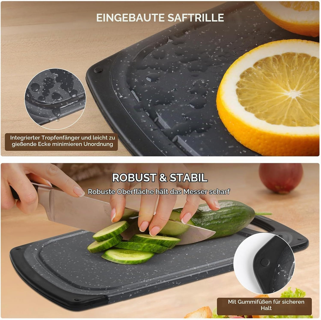 Romon Schneidebrett Kunststoff, 3 Stücke Schneidebretter Rutschfeste Griffe Cutting board, Chopping