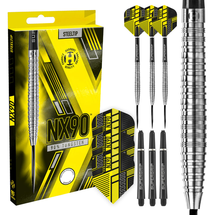 Harrows Steel Darts NX90 90% Tungsten Steeltip Dart Steeldart Hochwertiger Tungsten Dart 24 Gramm, 2