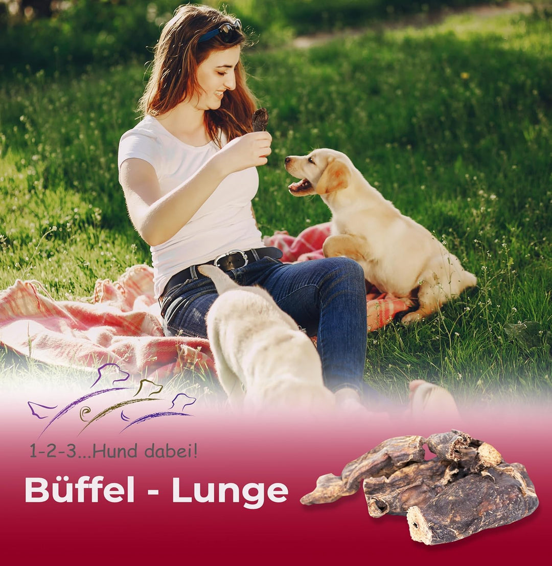 123...Hund dabei! - Büffel-Lunge 3kg, Rinderlunge XXL-Pack, fettarm, getrocknetes Rindfleisch, schon