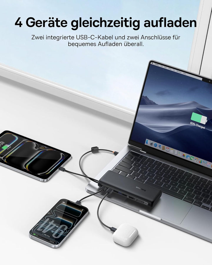 Baseus FC41 100W 20000mAh Powerbank Laptop, Schnellladen Power Bank mit 2 Integriertem USB-C Kabel,