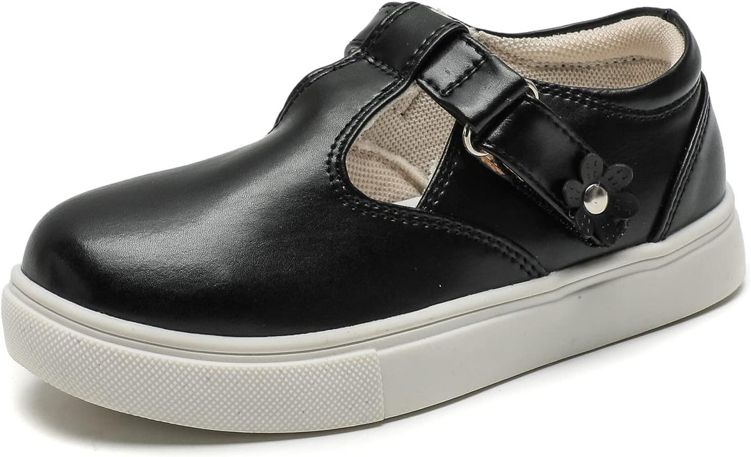 Mädchen T-Spangen Mary Jane Ballerinas Taufschuhe, Schwarz