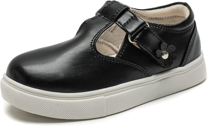 Mädchen T-Spangen Mary Jane Ballerinas Taufschuhe, Schwarz