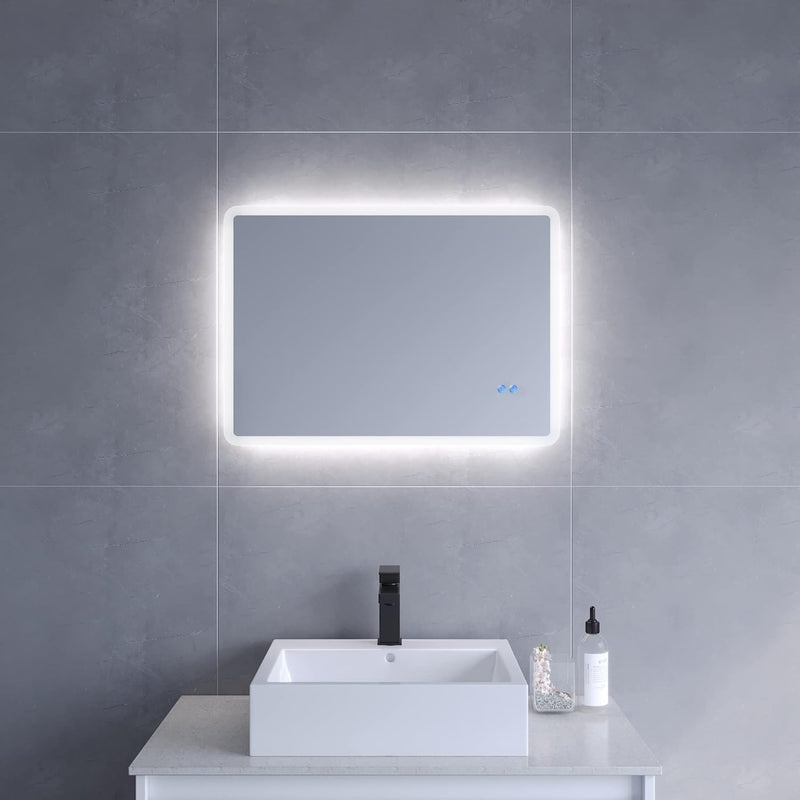 AQUABATOS 70x50 cm Antibeschlag Badspiegel mit LED Beleuchtung hell Badezimmerspiegel Dimmbar Touch
