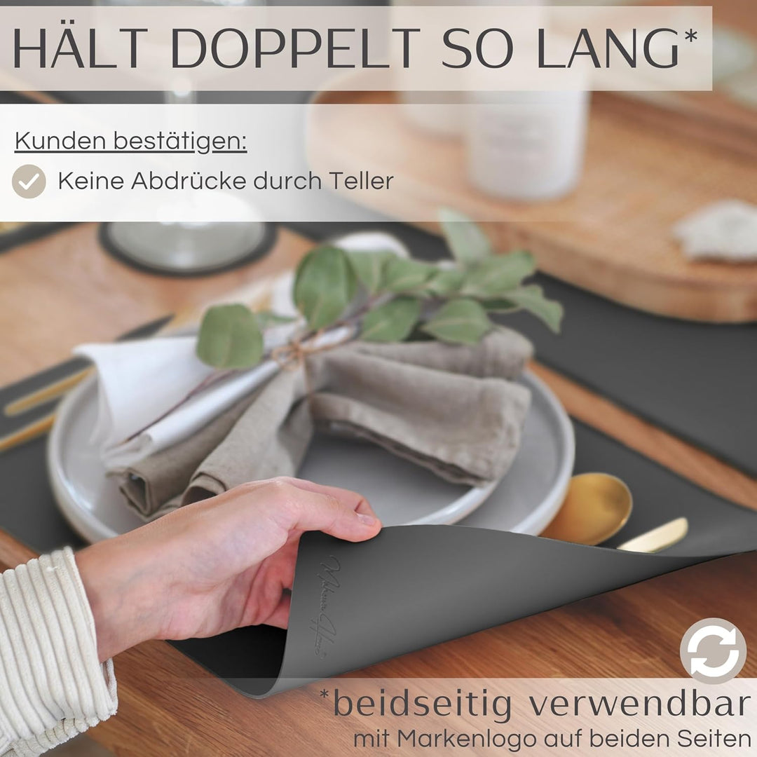 Mahewa® 6er Set Premium Tischset aus Kunstleder - Platzset abwaschbar und wasserdicht - Platzdeckche