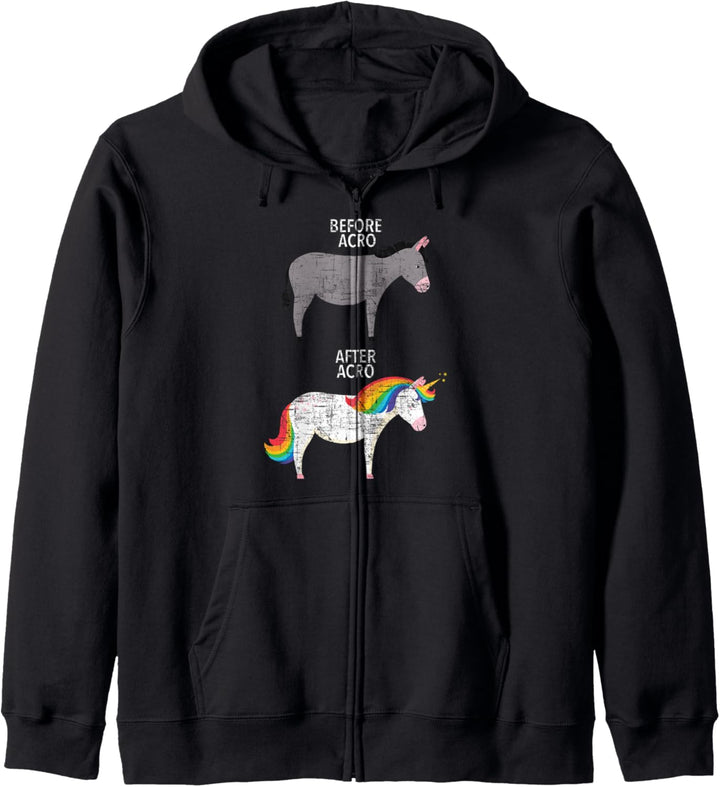 Before And After Acro - Einhorn Unicorn Kapuzenjacke