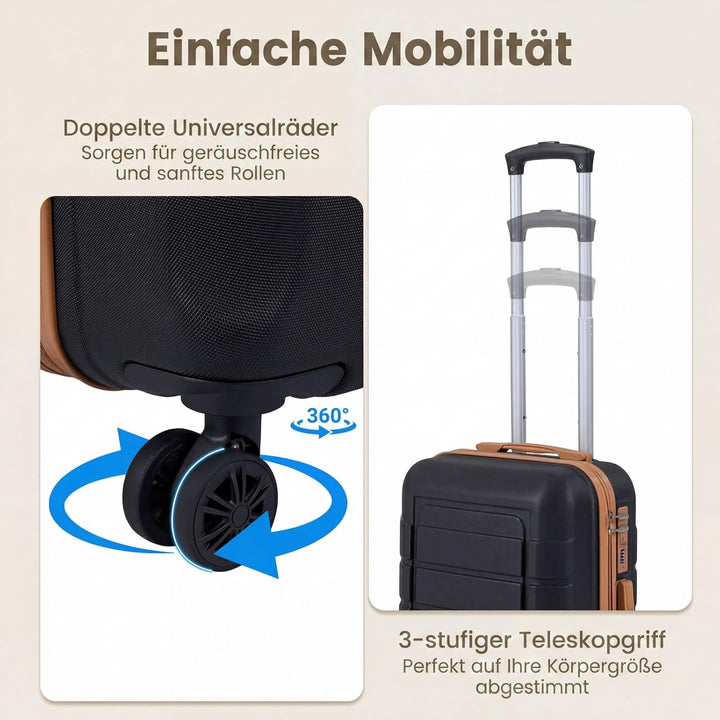 COSTWAY Kofferset 5 teilig Hartschale, Koffer Set mit1Reisetasche &amp; 1 Kulturbeutel, Reisekoffer mit