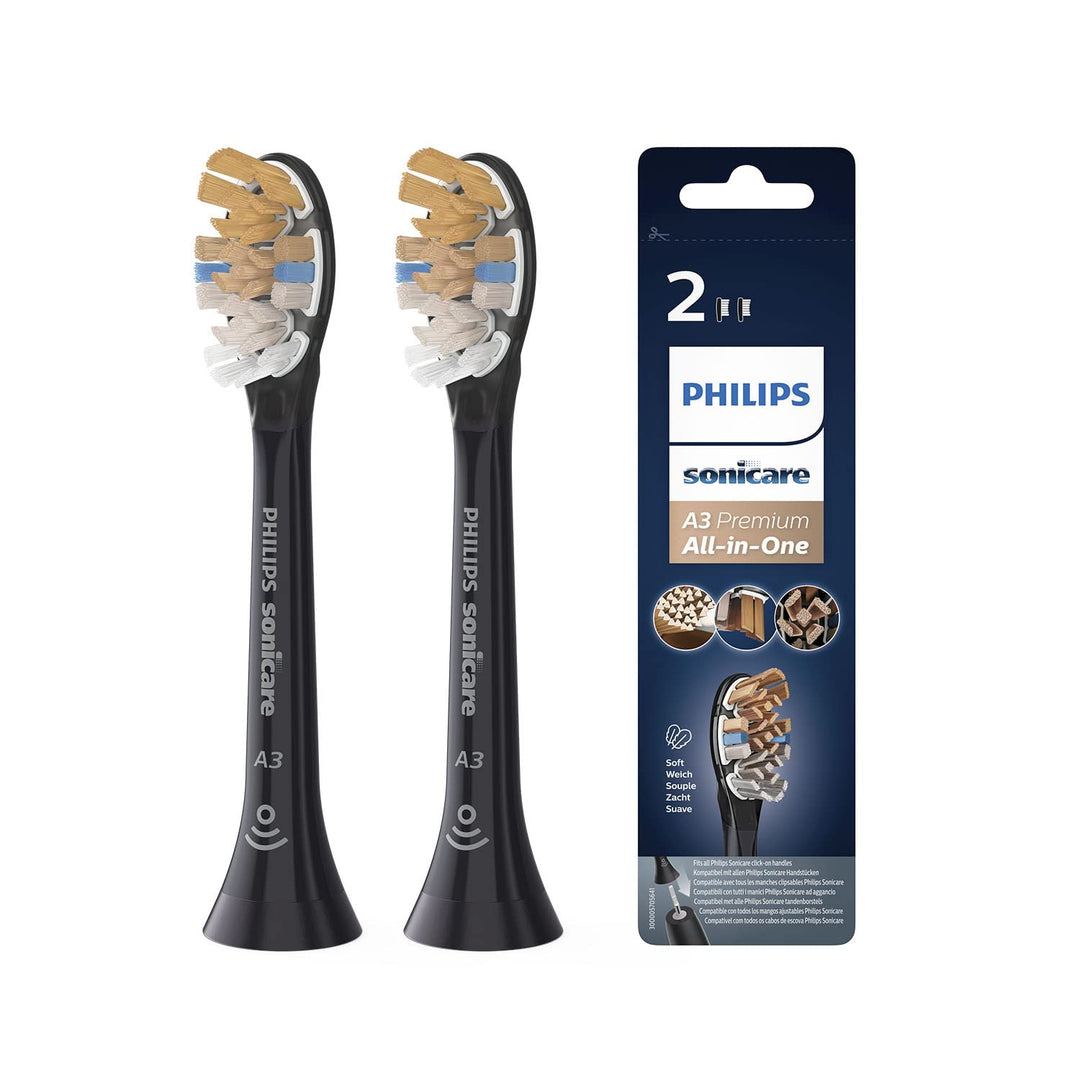 Philips Sonicare Original A3 Premium All-in-One Standard Schallzahnbürstenköpfe - 2er-Pack in Schwar