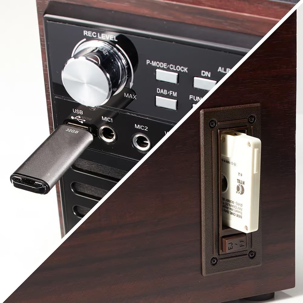 EUROtops DAB+ Musikanlage mit CD-Brenner, Plattenspieler und Kassettendeck | Bluetooth, USB-Aufnahme