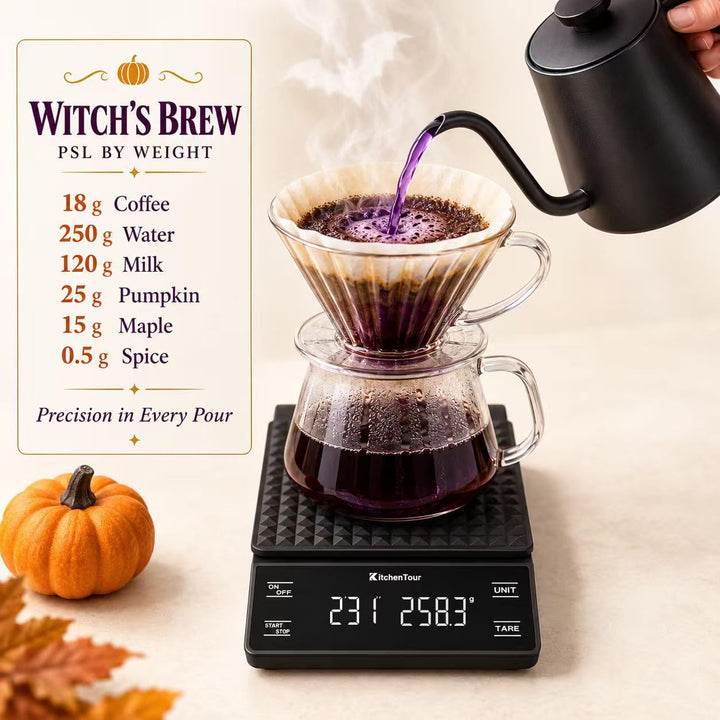KitchenTour Kaffeewaage mit Timer 3kg/0,1g Hohe Präzision Pour Over Drip Espresso Waage mit hintergr