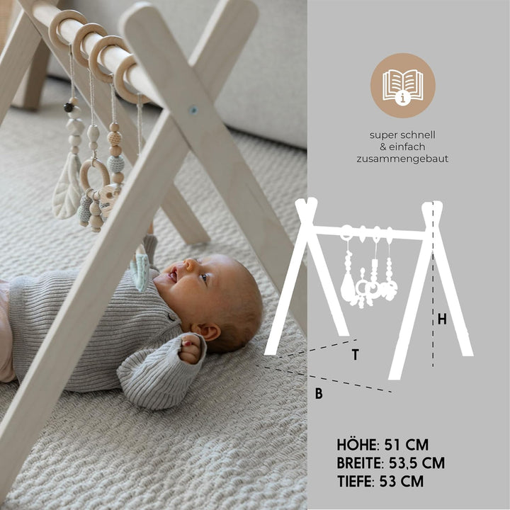 BASIC Spielbogen – Holz Baby Spielbogen ab Geburt, Schichtholz, stabile Konstruktion, Montessori Bab