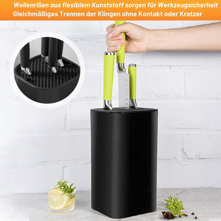Messerblock Ohne Messer Schwarz Knife Holder, Universal Küchenmesser Block mit 21 Schlitzen und Abfl