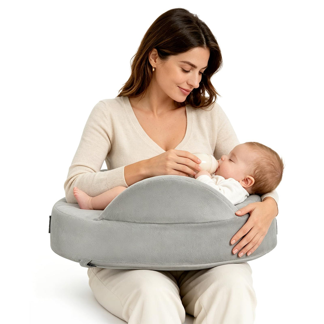 Memory Foam Nursing Pillow, Plus Size Breastfeeding Pillow with Safety Fence, Ergonomischer Komfort
