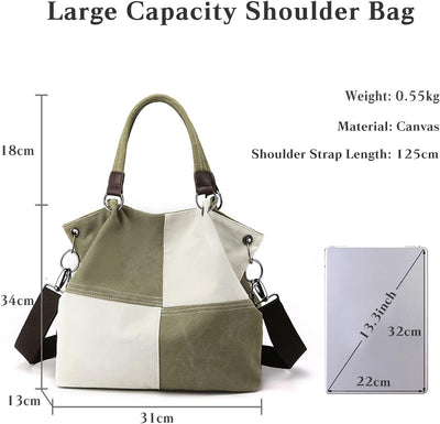 CORIOS Damen Schultertasche Canvas Handtasche Grosse Kapazität Umhängetasche Casual Tragetasche Mult