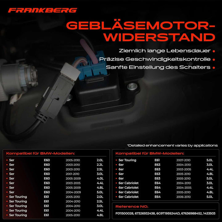 Frankberg Gebläseregler Wiederstand Innenraumgebläse Kompatibel mit 5er E60 5er Touring E61 6er E63