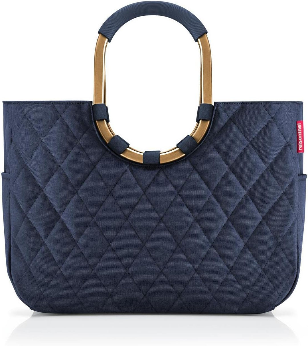 reisenthel loopshopper L frame rhombus midnight gold – Stabile Tasche mit praktischen Fächern aus re