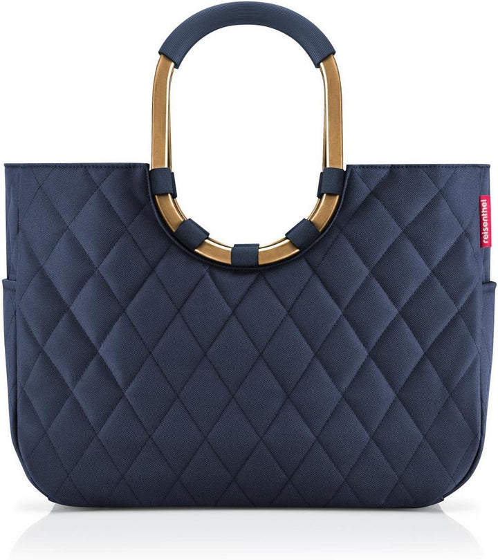 reisenthel loopshopper L frame rhombus midnight gold – Stabile Tasche mit praktischen Fächern aus re
