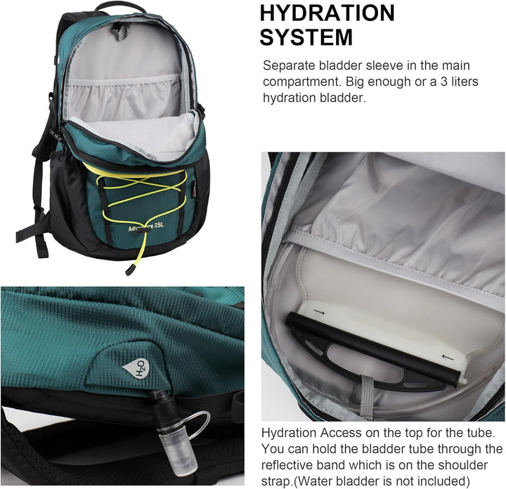 Mountaintop 25L/30L Wanderrucksack Daypack Damen Herren für Tageswanderungen, Outdoor, Radtouren 25L