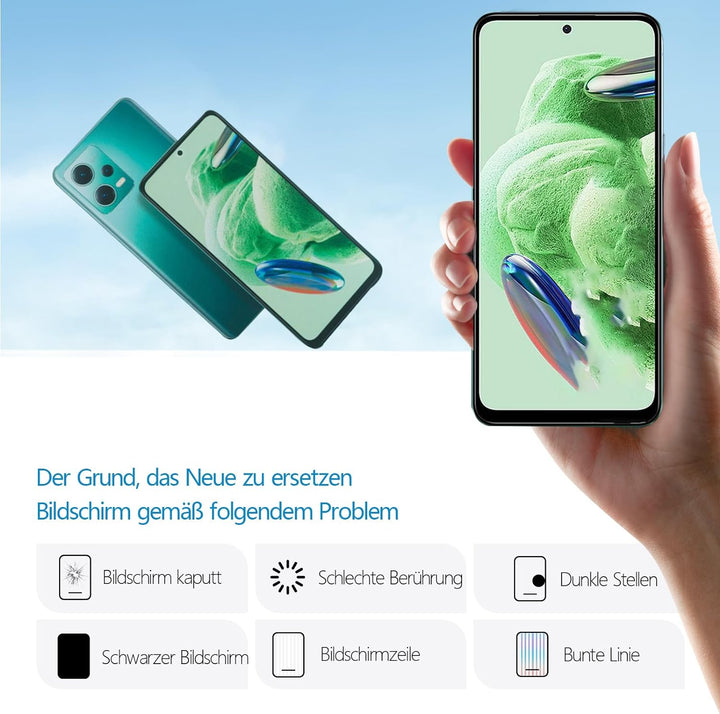 RongZy Display für Xiaomi Redmi Note 12 5G/Poco X5 5G LCD Bildschirmersatz Digitizer Touchscreen Mon