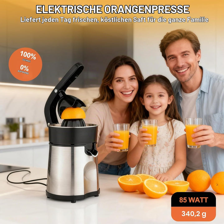Cozary Zitruspresse Elektrische, Orangenpresse Zitronenpresse inkl 2 Presskegel, Gehäuse und Filter