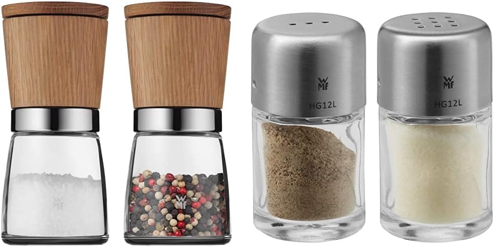 WMF Ceramill Nature Salz und Pfeffer Mühle Set 2-teilig, unbefüllt, für Salz, Pfeffer, Chilli, Salzm
