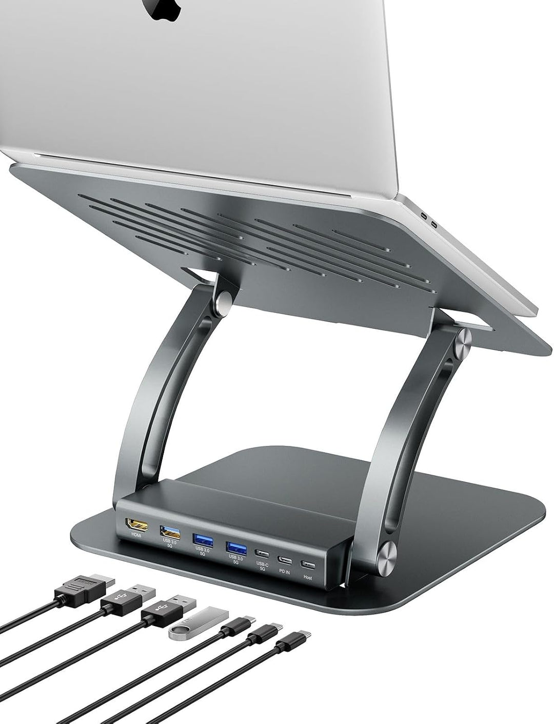 EXSYS EX-1224HM Laptopständer mit Abnehmbarer 7 in 1 USB-C Dockingstation