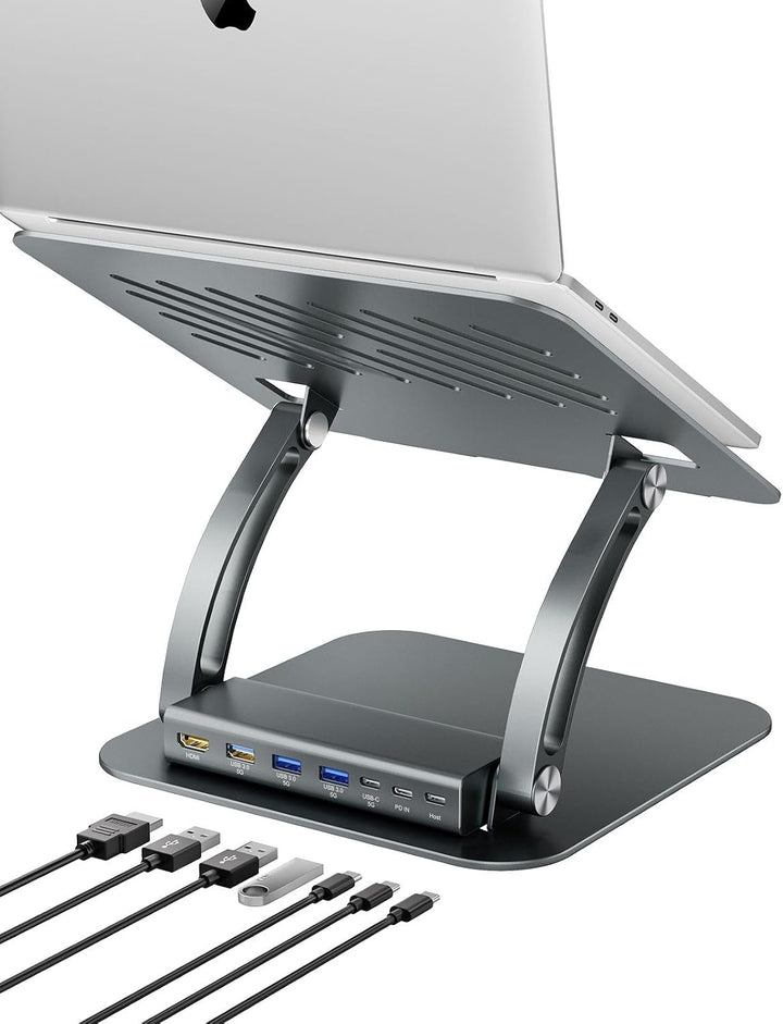 EXSYS EX-1224HM Laptopständer mit Abnehmbarer 7 in 1 USB-C Dockingstation