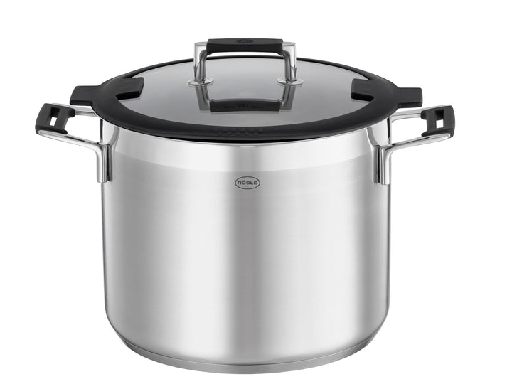 RÖSLE SILENCE PRO Gemüse und Suppentopf, Hochwertiger Universaltopf aus Edelstahl 18/10, 24 cm, Glas