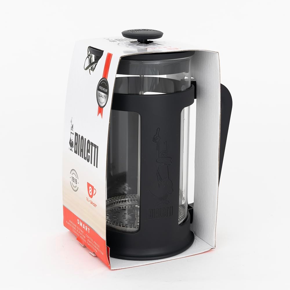 Bialetti French Press Smart Kaffeebereiter Schwarz One Size, 1,0 Liter, Schwarz