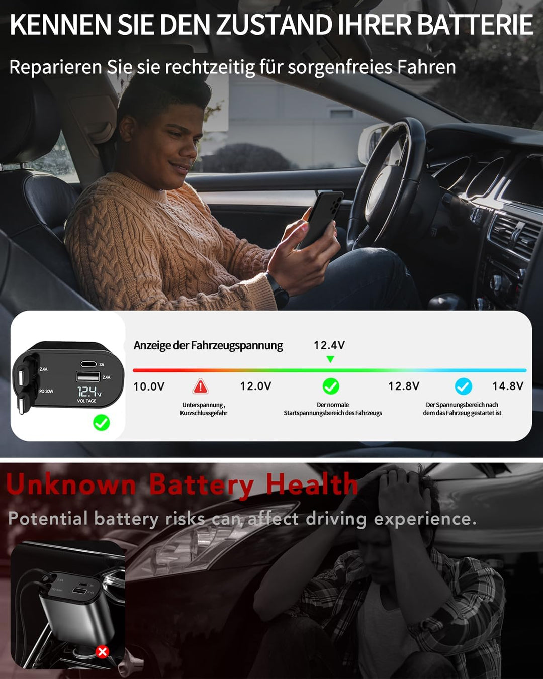 Aimtel 4 in 1 Zigarettenanzünder USB C 66W Auto Ladegerät, Kfz Ladegerät für Camping Wohnmobil Ladeg