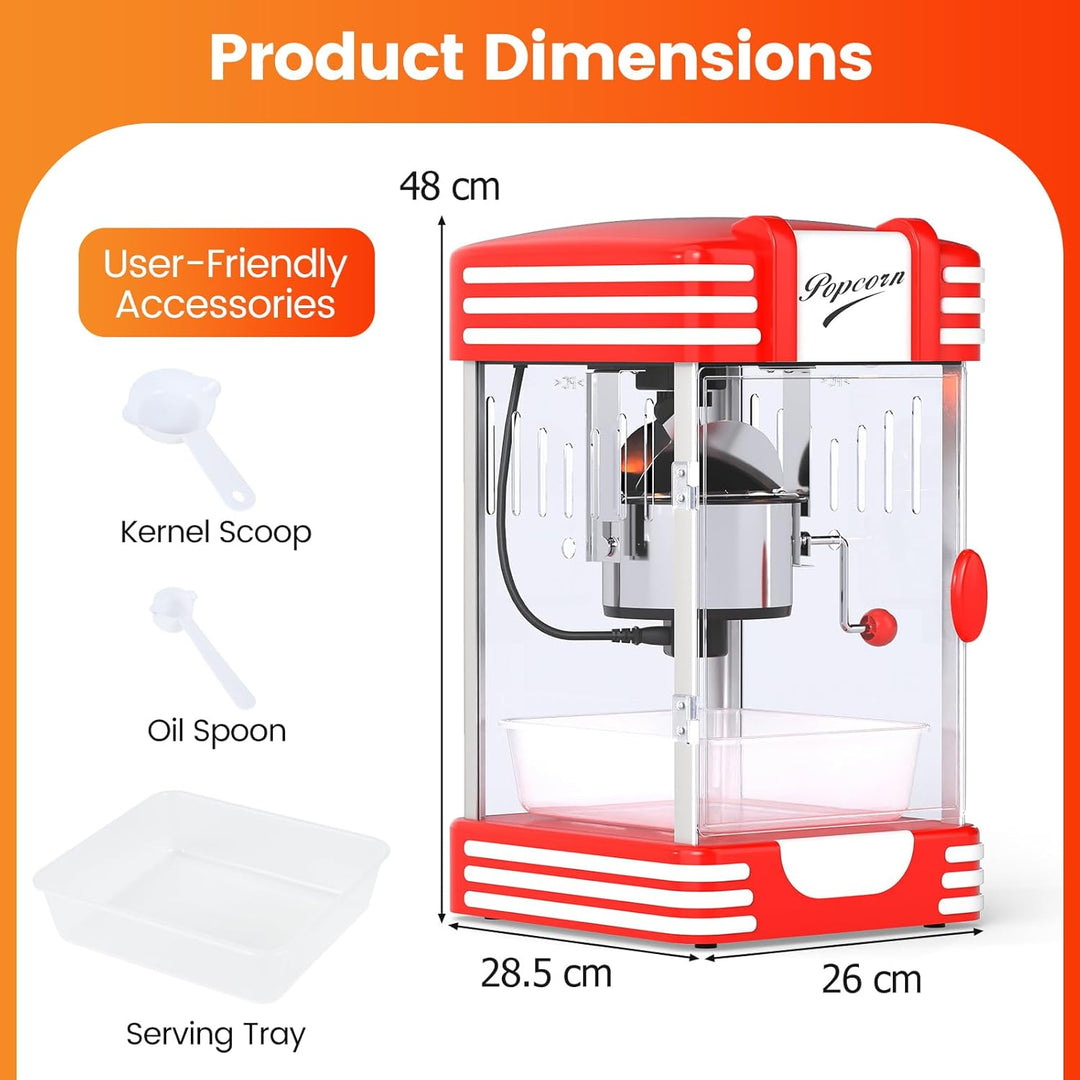 LIFEZEAL Popcornmaschine 300 W, Retro-Popcornmaker mit Innenbeleuchtung & Zubehör, Popcorngeräte mit