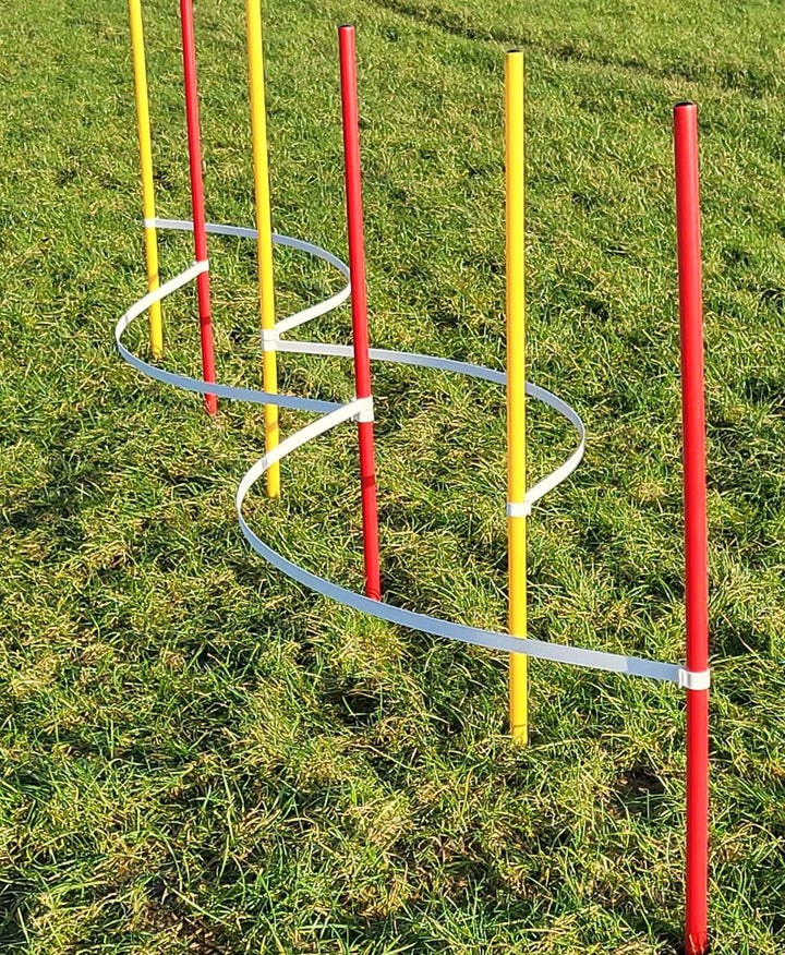Wuzzmann Agility - Slalom - AUSBILDUNGSSET MIT 4 SLALOMBÖGEN/TRAININGSBÖGEN + 6 SLALOMSTANGEN ROT/GE