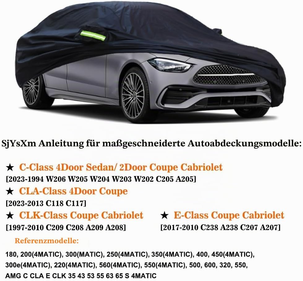 SjYsXm Massgeschneidert Abdeckplane Kompatibel mit Mercedes-Benz C-Klasse 1994-2023 Limousine Coupe