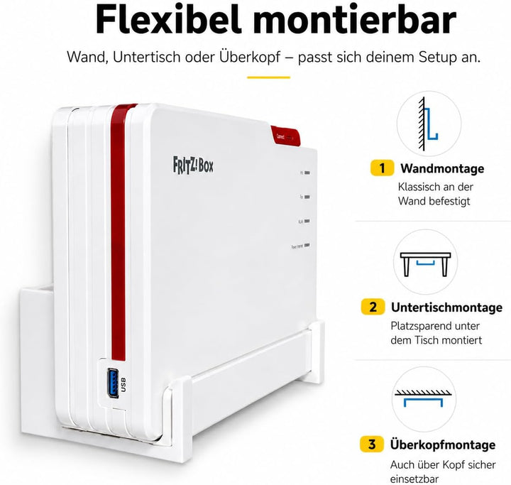OSAZEE Wandhalterung für AVM FritzBox 5690 Pro – 9 cm Wandabstand für optimale Kabelführung – Überko