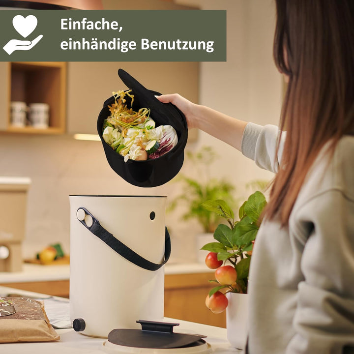 Lemodo Organko Daily schwarz, Biomülleimer Küche 3,3 l – formschöner Komposteimer aus recyceltem Kun