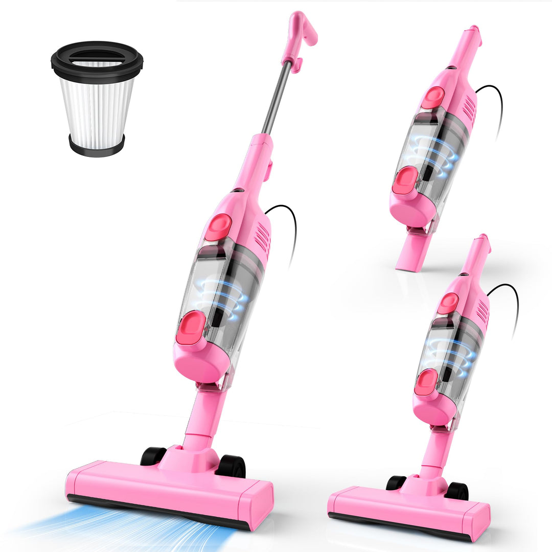 Staubsauger mit Kabel, Kabelgebundener Staubsauger ohne Beutel 20Kpa 600W Pink, Pink