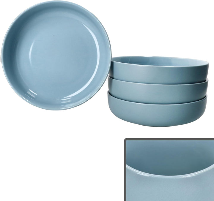 Ritzenhoff & Breker Jasper 4er Set Suppenteller Graublau I 610 ml, Ø 19,3cm I Steingutteller für 4 P