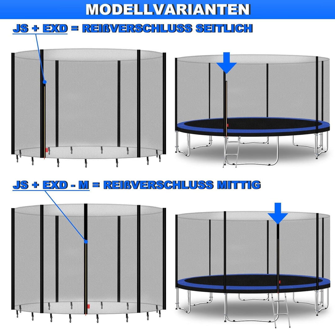 Baunsal® Trampolin Sicherheitsnetz Ø 183 185 244 250 275 277 300 305 366 370 335 337 396 400 427 430