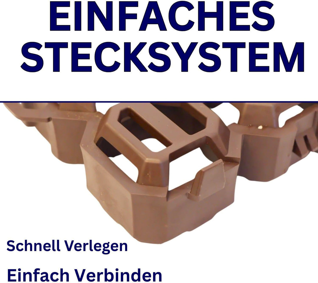 10 Stück ViD® Rasengitter/Rasenwaben 60x40x4 cm, braun | Paddockplatten/Rasengitterplatten/Bodenwabe