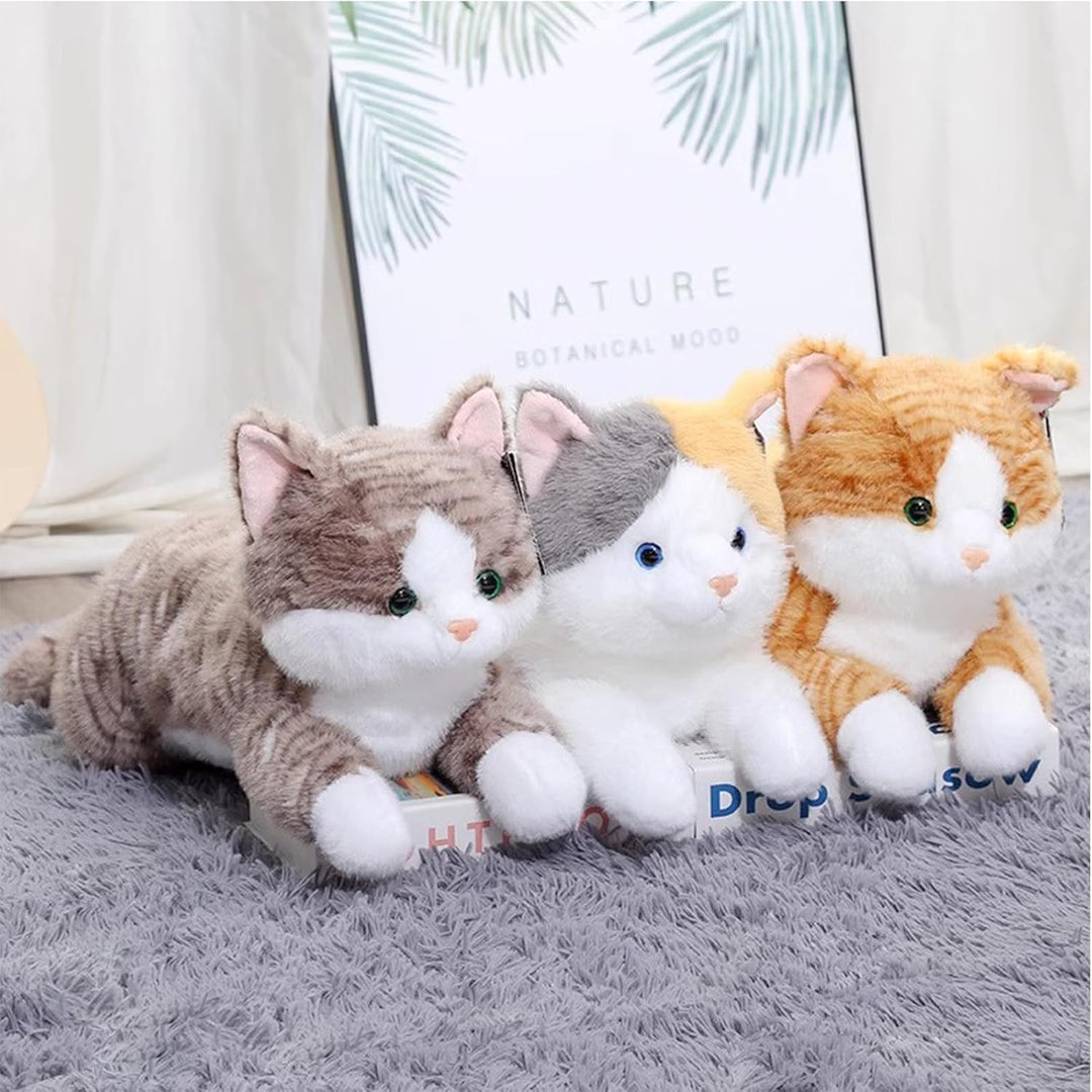 Kuscheltier Katze, Liegend Katzen Plüschtier, Kätzchen Stofftier Spielzeug, Kuschelkissen Geschenk f