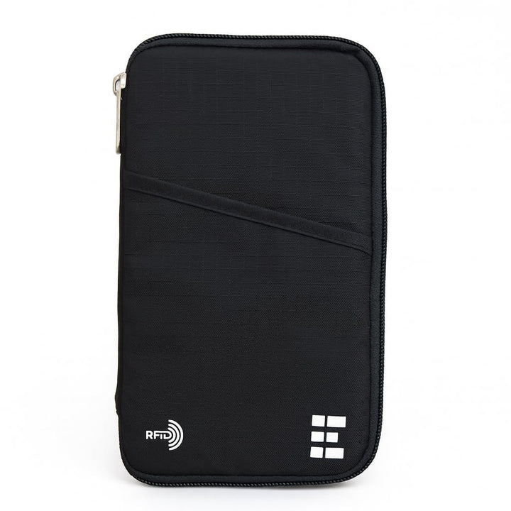 Reisepass Tasche Familien Reiseorganizer mit RFID Abschirmung - Reisedokumententasche Familie Schwar
